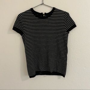 black t shirt with white stripes